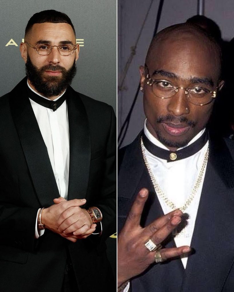 Karim Benzema rrëmben të gjithë vëmendjen në ceremoninë e Topit të Artë, futbollisti rikrijon veshjen e Tupac Shakur