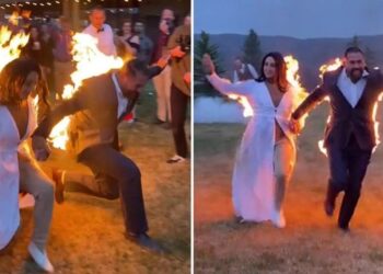 VIDEO/ E pazakontë në SHBA, çifti i vë flakën vetes në ditën e dasmës