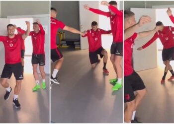 Kombëtarja në festë, futbollistët kërcejnë këngën virale
