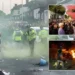 Protesta të dhunshme, tym e flakë/ Çfarë po ndodh në Angli?