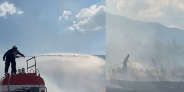 Merr flakë tregu i fruta-perimeve në Gjirokastër, zjarrfikësit në vendngjarje