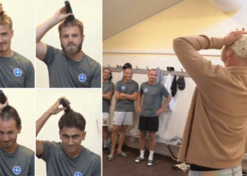 Lojtarët e skuadrës suedeze rruajnë flokët, trajneri me kancer shpërthen në lot