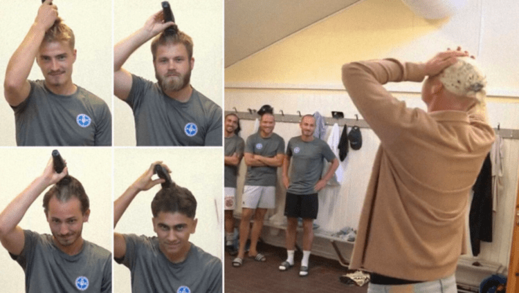 Lojtarët e skuadrës suedeze rruajnë flokët, trajneri me kancer shpërthen në lot