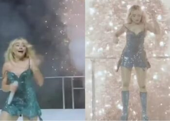 Upss! Sabrina Carpenter goditet nga një fishekzjarr, gjatë shfaqjes në San Francisko