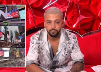 Portreti i Gjestit shfaqet në ekranet gjigante të New York-ut