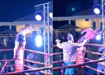 Incident i pazakontë në ring/ Po festonte fitoren, boksierin rus e zë korrenti