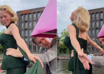 Pamela Anderson dhe Liam Neeson riprodhojnë skenën legjendare të Titanikut