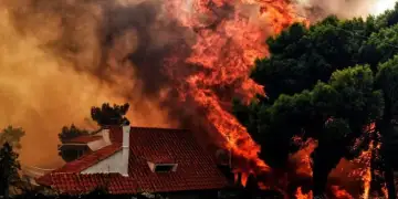 Një fotografi që flet më shumë se fjalët: Banori merr delen në krahë për ta shpëtuar nga zjarri në Greqi