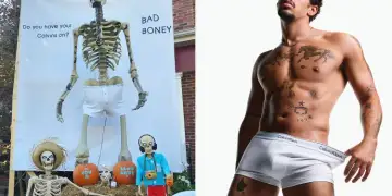 Tifozja e Bad Bunny-it bën viral Halloween-in “Bad Boney” me skelet 3.5-metërsh që nderon momentet ikonike të artistit