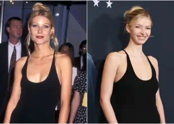 Vajza e Gwyneth Paltrow shfaqet me fustanin që e kishte veshur nëna e saj në vitin 1996