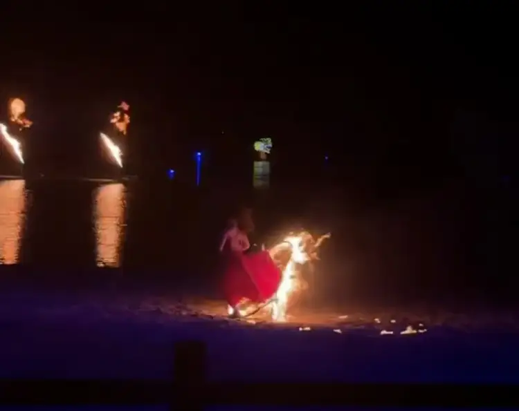 Performanca kthehet në tmerr! Flakët përpijnë fustanin e balerinës